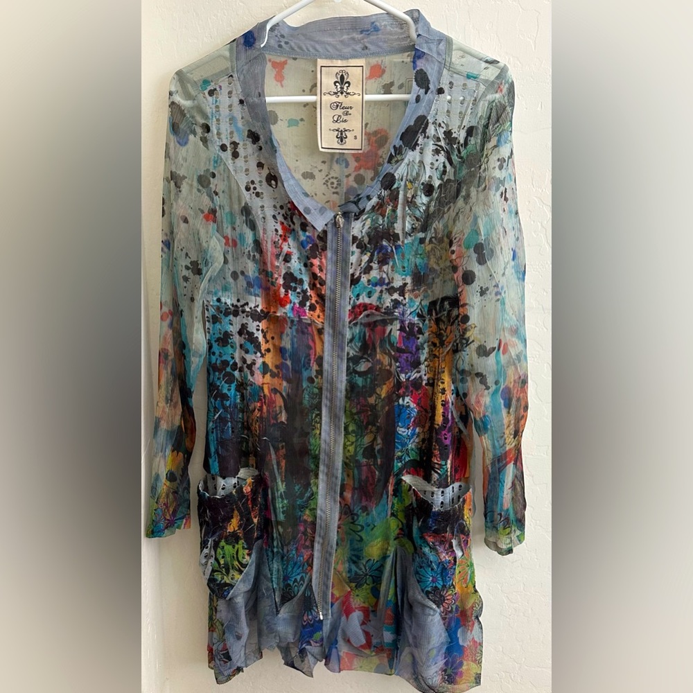 CLEARANCE Anthropologie Multicolor Sheer Top NWOT - Picture 5 of 12